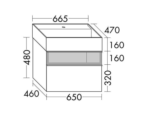 Burgbad Yumo Комплект подвесной мебели 66x47x64 см, со стеклянной вставкой, цвет: серый. SFKL067 F3194 C0001*1