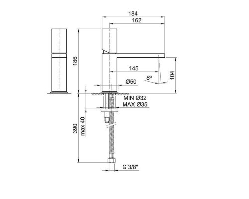 Fantini Milano Смеситель для раковины, 1 отв., излив: 145 мм, цвет: Matt Gun Metal PVD. 31 P5 3003WF