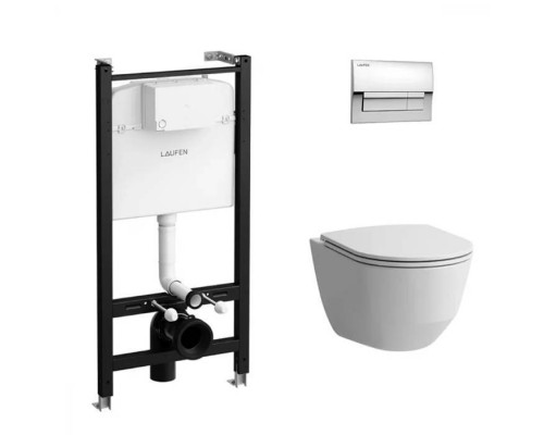 Laufen Pro Комплект 4 в 1:Унитаз подвесной, безободковый, смыв Rimless, с инсталляционной системой, сиденье с микролифтом, тонкое, клавиша смыва хром. Z.RU93.0.761.5 Laufen Pro Комплект 4 в 1:Унитаз подвесной, безободковый, смыв Rimless, с инсталляционной системой, сиденье с микролифтом, тонкое, клавиша смыва хром. Z.RU93.0.761.5