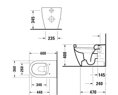 Duravit Bento Starck Box Унитаз напольный с сиденьем, цвет: белый глянцевый. D4600200
