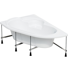 Акриловая ванна Corpa Nera Siena CN05003WHR 150x100 см, угловая, с каркасом, с экраном, белый глянец, асимметричная