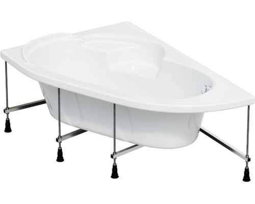 Акриловая ванна Corpa Nera Siena CN05003WHR 150x100 см, угловая, с каркасом, с экраном, белый глянец, асимметричная