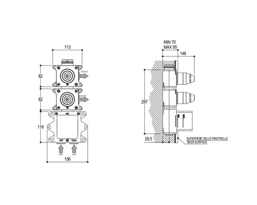 Ritmonio Встраиваемая часть для термостатического смесителя. PM0030J