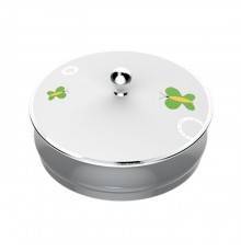THG CAPUCINE VERT DECOR PLATINE Китайская лакированная коробка с белой керамической крышкой Oslash;180 мм., big size, декор платина/зеленый, цвет: белый. A7E-A02-4623