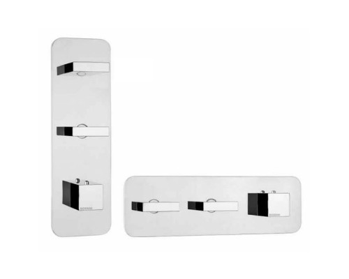 Bossini Rectangular Термостат для душа, встраиваемый, с девиаторм/запорным вентилем на 2 - 4 выхода, уст-ка верт/гор., цвет: хром. Z033204.030,  Z030202000