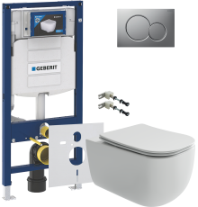 Комплект Унитаз подвесной Ceramicanova Noel CN3013 + Крепления Geberit Duofix 111.815.00.1 к стене + Шумоизоляция 156.050.00.1 + Инсталляция UP 320 111.300.00.5 + Кнопка Sigma 01 115.770.JQ.5 лакированная, матовый хром
