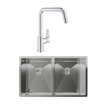 Комплект Мойка Rivelato Rinox 7444 U2 нержавеющая сталь + Смеситель Grohe Eurosmart