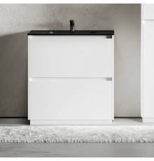 Тумба с раковиной Sancos Libra Floor 80 белый глянец, черная раковина CN7005MB