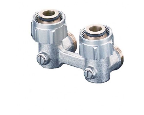 Узел нижнего подключения угловой Oventrop „Multiflex“ для двухтрубных систем отопления  ¾ НГx ¾ НР. 1015814