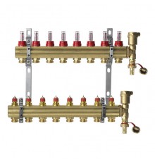 Комплект коллекторов Danfoss FHF-8F set с расходомерами, кронштейнами и воздухоотводчиками, 8 контуров. 088U0728