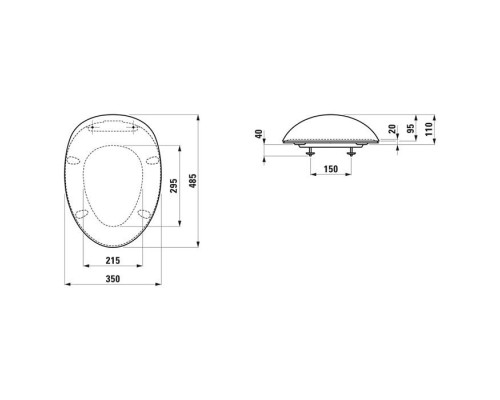 Laufen Alessi One Сиденье для унитаза 481x350x107мм с микролифтом, цвет: белый матовый . 8.9297.1.757.000.1