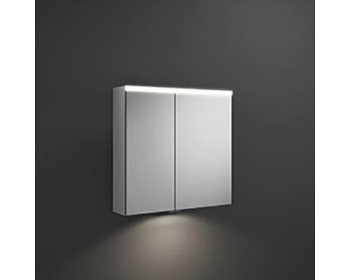 BURGBAD Iveo  Зеркальный шкаф с подсветкой , 70.8х68х16см, свет. 1 выкл. стекл полки, 2 зеркальн двери с обеих сторон, зеркальная поверхность. SPHY070R