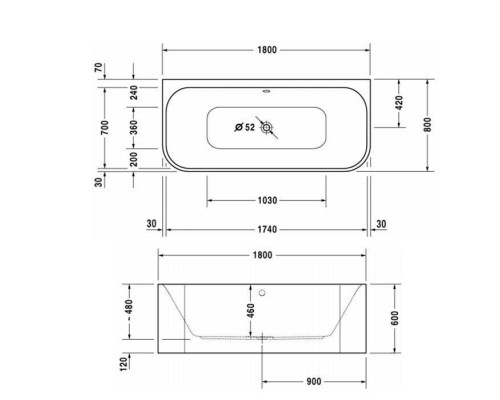 DURAVIT Happy D2 Ванна 180х80см, пристенный вариант с двумя наклонами для спины, с интегр акрилов панелью и ножками, цвет: белый. 700318000000000, 792218000001000 DURAVIT Happy D2 Ванна 180х80см, пристенный вариант с двумя наклонами для спины, с интегр акрилов панелью и ножками, цвет: белый. 700318000000000, 792218000001000