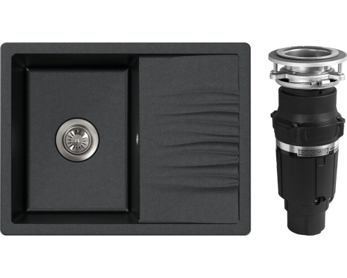 Комплект Мойка кухонная FOSTO КМ Лира графит + Измельчитель Bone Crusher BC 610-AS