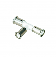 Тройник переходный уменьшенный с двух сторон, ПВДФ пресс (белый), 26x20x16, HENCO 11PKW-262016