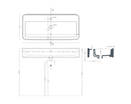 Artceram Rodolfo 100 Раковина накладная 100х45см., с 1 отв., без слив перелива, покр SANIGLAZE, цвет: белый. ROL005 01 34