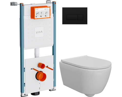 Комплект Унитаз подвесной DIWO Коломна 0700 + Инсталляция VitrA V-Fix Core 732-5800-01PV + Кнопка Root Square 740-2311 черная матовая Комплект Унитаз подвесной DIWO Коломна 0700 + Инсталляция VitrA V-Fix Core 732-5800-01PV + Кнопка Root Square 740-2311 черная матовая