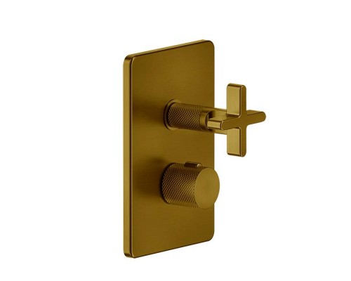 Gessi Inciso Смеситель для душа, встраиваемый, термостатический, на 2 потребителя, цвет: gold brushed CCP. 58234#087