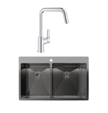 Комплект Мойка Rivelato Rinox 8050 B2 PVD black + Смеситель Grohe Eurosmart