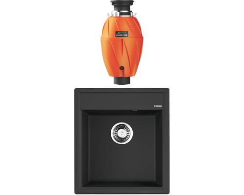 Комплект Мойка кухонная Omoikiri Daisen 46-BL черная + Измельчитель Nagare 1000