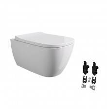 Alice Wunder Унитаз 53х31см., подвесной, безободковый, смыв aliflush+, с сиденьем и крышкой с микролифтом, с креплением Fischer WB-KliX, цвет: белый глянцевый. 45000101SET