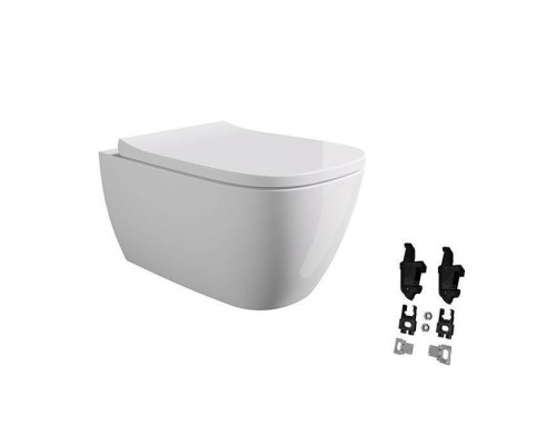 Alice Wunder Унитаз 53х31см., подвесной, безободковый, смыв aliflush+, с сиденьем и крышкой с микролифтом, с креплением Fischer WB-KliX, цвет: белый глянцевый. 45000101SET