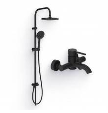 Душевой комплект Смеситель Damixa Scandinavian Pure 361000300 черный + Стойка Jupiter 977000300 черный