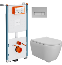 Комплект Унитаз подвесной DIWO Коломна 0700 + Инсталляция VitrA V-Fix Core 732-5800-01PV + Кнопка Root Square 740-2380 хром