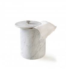 3SC Apuana 2.0 Урна с крышкой d20хh26 см, цвет: мрамор White Statuario/никель сатинированный полированный. AP65ANK