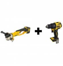 Машина шлифовальная угловая аккумуляторная DeWalt DCG412M2/ Шуруповерт аккумуляторный DeWalt DCD708N