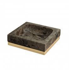 3SC Palace Marmo Мыльница настольная, цвет: мрамор Emperador dark/золото 24к. . PA01AEMGD