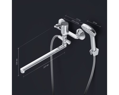 F85B90100 Смеситель для ванны и душа с длинным изливом и душевым набором