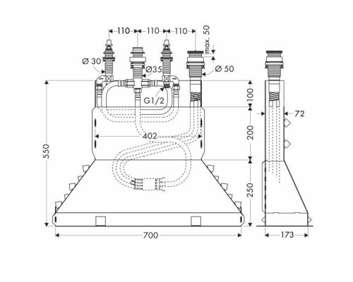 Hansgrohe Скрытая часть смесителя на бортик ванны на 4 отв.. 13444180 Hansgrohe Скрытая часть смесителя на бортик ванны на 4 отв.. 13444180