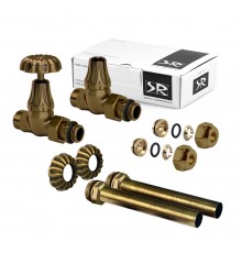 Комплект прямых вентилей SR Rubinetterie Floral Old Style, ручной регулировки 1/2”x24/19, бронза A340-1500Z000 (A340-1500Z0P0)