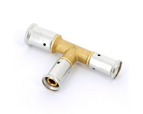 Тройник переходный уменьшенный с двух сторон, латунь пресс, 20x16x16, HENCO 11P-201616