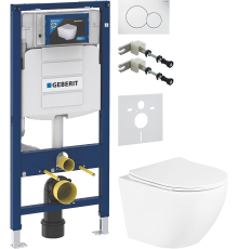 Комплект Унитаз подвесной BelBagno Uno BB3105CHR/SC + Крепления Geberit Duofix 111.815.00.1 к стене + Шумоизоляция 156.050.00.1 + Инсталляция UP 320 111.300.00.5 + Кнопка Sigma 01 115.770.11.5 белая