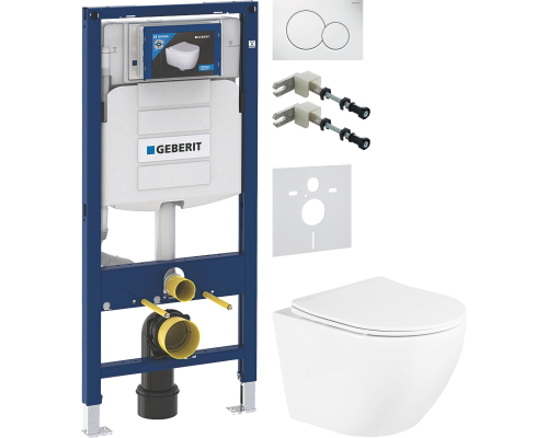 Комплект Унитаз подвесной BelBagno Uno BB3105CHR/SC + Крепления Geberit Duofix 111.815.00.1 к стене + Шумоизоляция 156.050.00.1 + Инсталляция UP 320 111.300.00.5 + Кнопка Sigma 01 115.770.11.5 белая