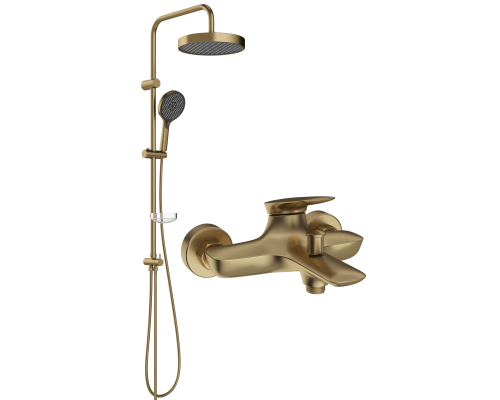 Душевая стойка STWORKI Молде S23180GM со смесителем Молде S23100GM, матовое золото