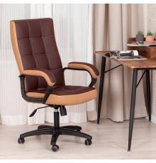 Компьютерное кресло TetChair Trendy, искусственная кожа коричневая 36-36, ткань бронза 21