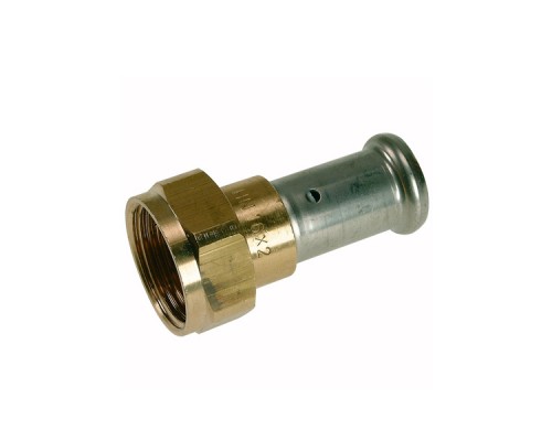 Муфта накидная гайка, плоское уплотнение, латунь пресс, 16x1/2 HENCO 26P-16Z04