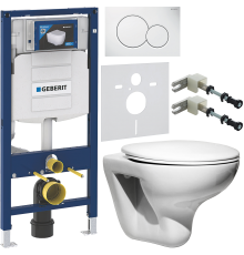 Комплект Унитаз подвесной Roca Mateo 346200000 + Крышка ZRU9302815 + Инсталляция Geberit Duofix UP 320 111.300.00.5 + Кнопка Sigma 01 115.770.11.5 белая + Крепления 111.815.00.1 к стене + Шумоизоляция 156.050.00.1