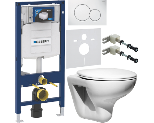 Комплект Унитаз подвесной Roca Mateo 346200000 + Крышка ZRU9302815 + Инсталляция Geberit Duofix UP 320 111.300.00.5 + Кнопка Sigma 01 115.770.11.5 белая + Крепления 111.815.00.1 к стене + Шумоизоляция 156.050.00.1