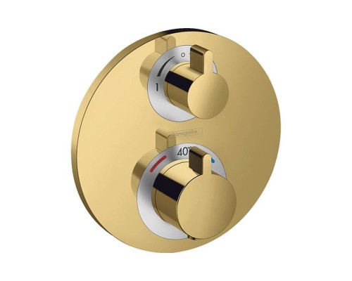 Hansgrohe Ecostat S Смеситель для душа, настенный, термостатический, цвет: полированное золото. 15758990