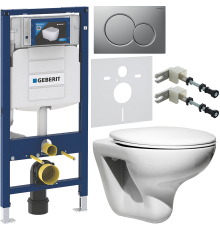 Комплект Унитаз подвесной Roca Mateo 346200000 + Крышка ZRU9302815 + Инсталляция Geberit Duofix UP 320 111.300.00.5 + Кнопка Sigma 01 115.770.JQ.5 лакированная, матовый хром + Крепления 111.815.00.1 к стене + Шумоизоляция 156.050.00.1