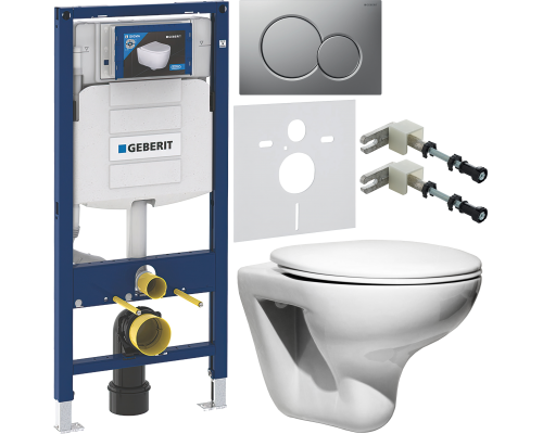 Комплект Унитаз подвесной Roca Mateo 346200000 + Крышка ZRU9302815 + Инсталляция Geberit Duofix UP 320 111.300.00.5 + Кнопка Sigma 01 115.770.JQ.5 лакированная, матовый хром + Крепления 111.815.00.1 к стене + Шумоизоляция 156.050.00.1