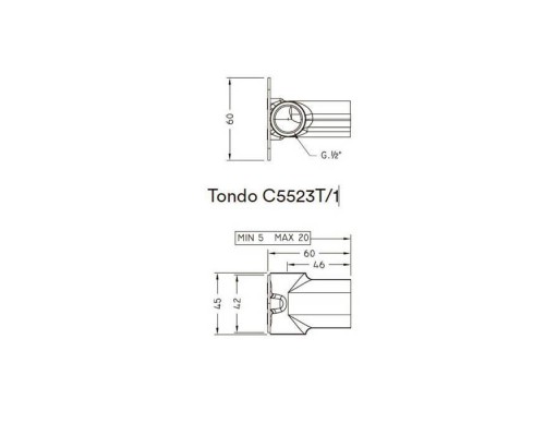 Nicolazzi Unico Встроенная часть для настенного смесителя Tondo 5523T. C5523T/1 Nicolazzi Unico Встроенная часть для настенного смесителя Tondo 5523T. C5523T/1