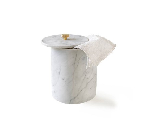 3SC Apuana 2.0 Урна с крышкой d20хh26 см, цвет: мрамор White Statuario/латунь сатинированная матовая. AP65ALX