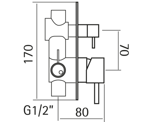 HUBER Lynox Встраиваемый смеситель для душа с переключателем на 2 выхода, на прямоугольном основании, нержавеющая сталь. LX000211D1