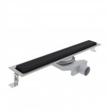 Plumberia Selection Трап душевой PS IN-TILE 6x90 2устор. накладка из нерж.стали, комбинир.затвор с горизонт. Выпуском Ду 50мм,40л/мин, цвет: черный матовый. PST90NO