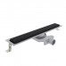 Plumberia Selection Трап душевой PS IN-TILE 6x90 2устор. накладка из нерж.стали, комбинир.затвор с горизонт. Выпуском Ду 50мм,40л/мин, цвет: черный матовый. PST90NO